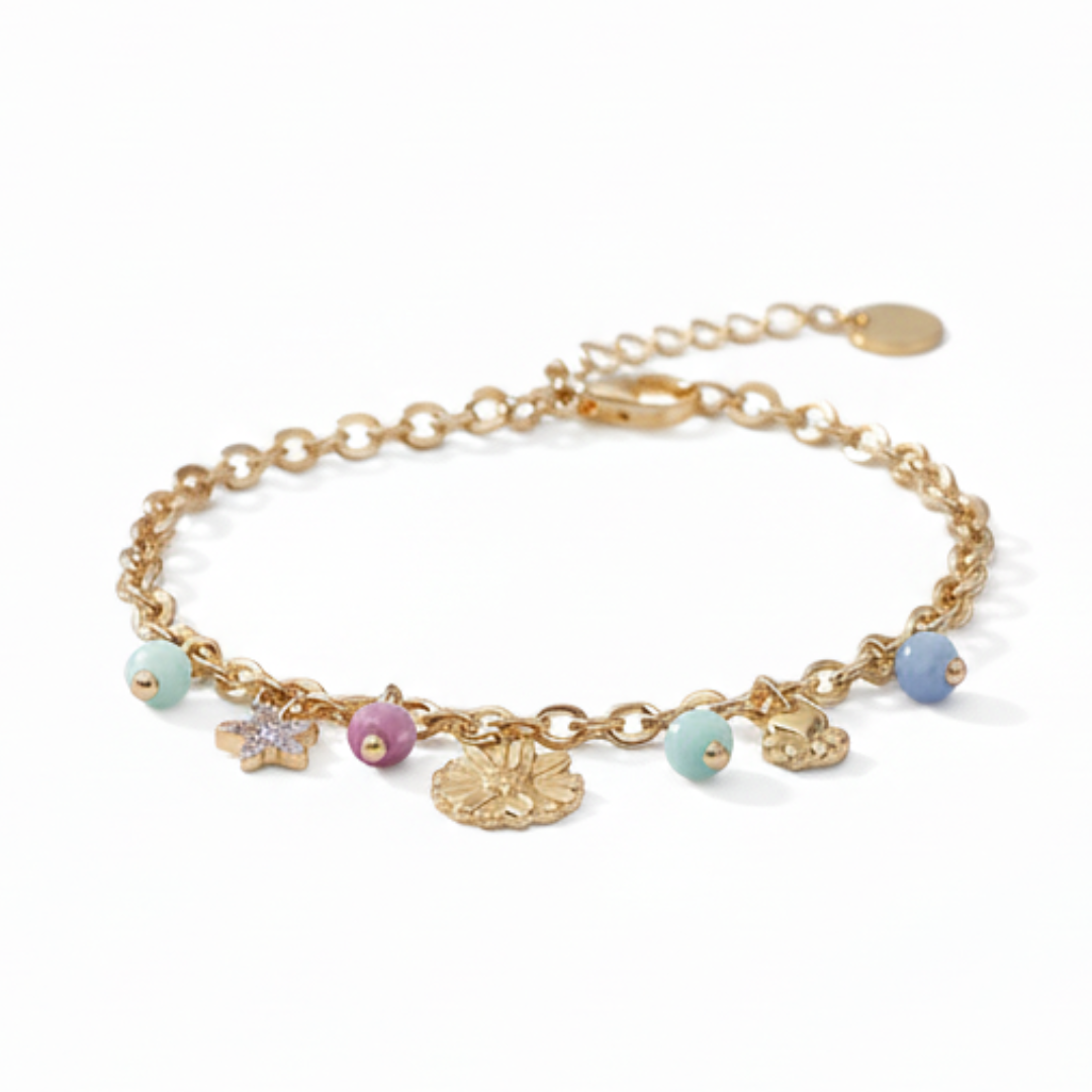 Buy Heart Choice Gold Charm Bracelet for Women – Cute Multicolor Beaded