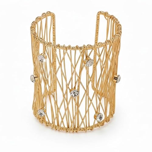 Buy Heart Choice  Gold Wire Cuff Bracelet for Women | Crystal Embellished 
