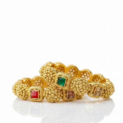 Buy HEART CHOICE Traditional Gold Finish Ethnic Bangles Set of 2 