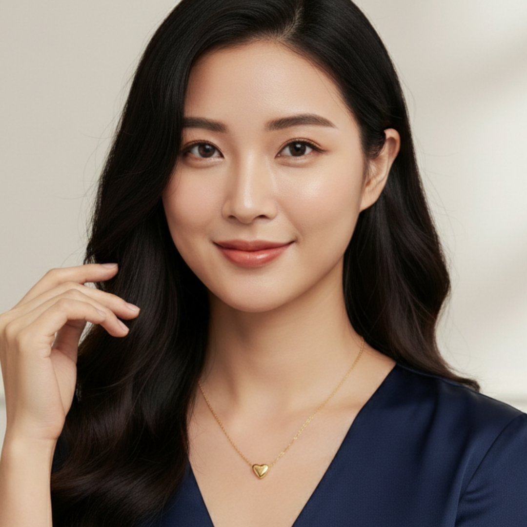 Gold heart pendant necklace for women with sleek chain, minimalist daily wear jewellery